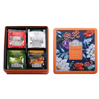 Ahmad Tea Floral Tea Tin Orange Caddy 32 Tea Bags Our Most Popular Teas Black and Green Tea Assortment