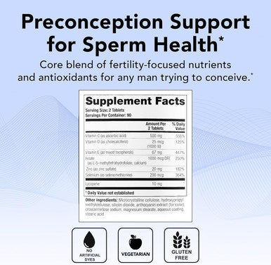 Theralogix ConceptionXR Reproductive Health Formula - Men's Preconception Vitamins for Fertility Support - Male Fertility Supplements for Sperm Health - NSF - 180 Tabs (90-Day Supply)