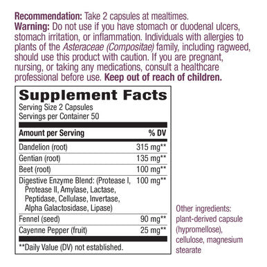 Nature'S Way Premium Blend Digestion With Enzymes Synergistic Support* 5-Herb Blend Vegetarian 100 Capsules