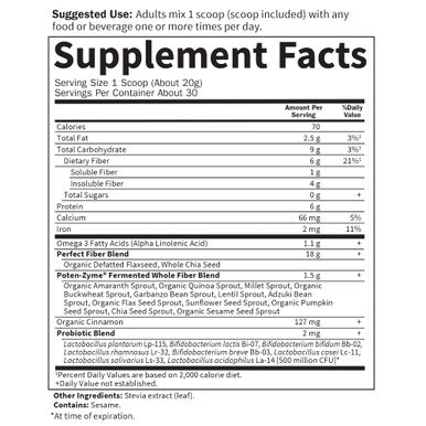 Garden of Life Super Seed - Vegetarian Whole Food Fiber Supplement With Protein And Omega 3 1 Lb 5Oz (600G) Powder