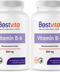 Vitamin B-6 200mg (240 Vegetarian Capsules) (2-Pack) - No Stearates - No Flow Agents