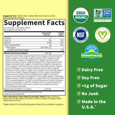 Garden of Life Dr Formulated Digestive Enzymes With Papain Bromelain Lipase For Digestion & Nutrient Absorption Organic Digest+ - Vegan Gluten-Free Non-Gmo Tropical Fruit Flavor 90 Chewables