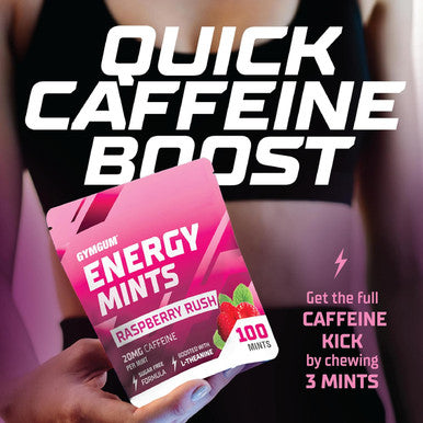 Energy Caffeine Mints Caffeine + L-Theanine + B Vitamins Caffeinated Mints With 60Mg Caffeine Per Serving Delicious Sugar Energy Mints (Raspberry Rush, 100 Count)