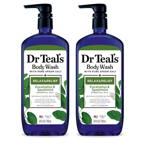 Dr Teal's Body Wash with Pure Epsom Salt, Cannabis Sativa Hemp Seed Oil, 24 fl oz (Pack of 2)