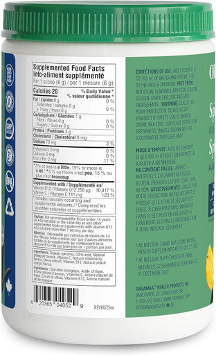 Organika Spirulina + B12 Powder - Tropical Fruit Punch Flavour- Sugar , Superfood, Plant Based Source Of B12 (250Mcg) And Protein, High In Antioxidants And Vitamins + Minerals- 300G