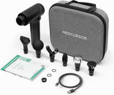 Medcursor Massage Gun, High Intensity Brushless Motor, Muscle Massage Gun Deep Tissue For Athletes With 6 Massage Heads, Electric Percussion Massager For Any Pain Relief, Gifts For Father/Dad (Black)