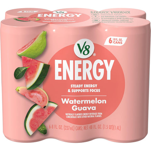 V8 Energy Strawberry Banana Juice Energy Drink, 8 fl oz Can (24 Pack)