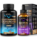 NUTRAHARMONY Glucosamine Chondroitin Capsules & Liquid Biotin, Collagen Drops