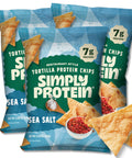 Simply Protein Tortilla Chips Restaurant Style Protein Chips Sea Salt (3Pack) 7g Protein 140 Calories Gluten Vegan Plant Based Protein Snacks Healthy Snacks 3 Bags 4.58oz (130g)