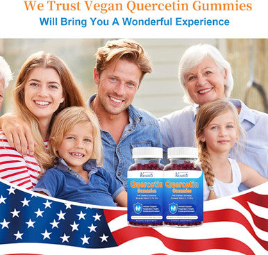 Quercetin Gummies For Kids, Adults Women Men, 1200 Mg Quercetin With Bromelain Elderberry Vitamin C Zinc Echinacea Immune Support Supplement, Mixed Berry Flavor 60 Cts