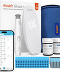 iHealth Gluco+ Wireless Smart Blood Glucose Monitor Kit with Free App, 100 Glucometer Strips, 100 Lancets, 1 Blood Sugar Monitor, 1 Lancing Device, Portable Diabetes Testing Kit for Home Use