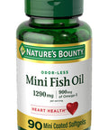Nature'S Bounty Mini Fish Oil, 1290 Mg, 900 Mg Of Omega-3, 90 Mini Coated Softgels, Unflavored