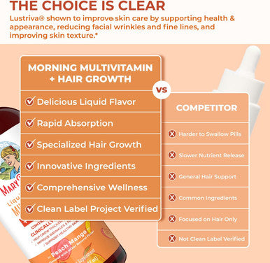 Maryruth Organics Lysine Liposomal (Snickerdoodle) & Multivitamin Liquid + Hair Growth (Peach Mango) | Clean Label Project Verified | Immune Support Beauty & Overall Health | Vegan Non-GMO Gluten