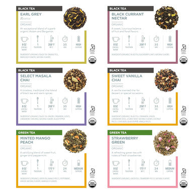 Teabloom Exceptional Loose Leaf Tea Chest World's Largest Tea Collection with 24 Varieties of USDA Organic Black Green White Oolong and Herbal Loose Tea Blends