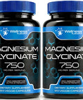 Magnesium Glycinate Capsules 750mg 120 Count Magnesium Supplement for Women and Men Pure Complex Glicinato De Magnesio High Absorption Heart Health Sleep Supplement 2 Packs