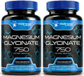 Magnesium Glycinate Capsules 750mg 120 Count Magnesium Supplement for Women and Men Pure Complex Glicinato De Magnesio High Absorption Heart Health Sleep Supplement 2 Packs