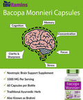 Bacopa Monnieri Capsules 1000 MG (60 Capsules) | Nootropic Brain Support Supplement* | Bacopa Leaf Extract Powder Pills | by TNVitamins