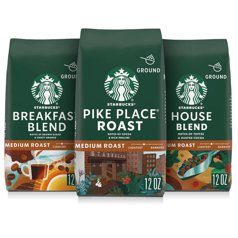 Starbucks Ground Coffee, Medium Roast Hot or Iced Coffee, Variety Pack, Three 12 oz BagsÃƒÂ¢Ã¢â€šÂ¬Ã¢â‚¬Â¹