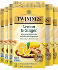 Twinings Lemon & Ginger, Caffeine-Free Herbal Tea Bags, 100 CT Box (1 Pack) | Spicy & Tangy, Ginger, Lemon Peel, Lemongrass, Blackberry Leaves, Soothe Digestion, 100 Foil Lined Individually Wrapped Bags