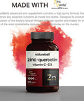 Zinc Quercetin 1000mg with Vitamin D3 5000IU 120 Capsules 4 in 1 Formula Zinc 50mg Vitamin C 250mg Vitamin D3 5000 IU Advanced Immune Defense NonGMO