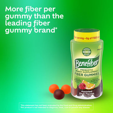 Benefiber Prebiotic GLP 1 Friendly Fiber Supplement Gummies for Digestive Health Assorted Fruit Flavor