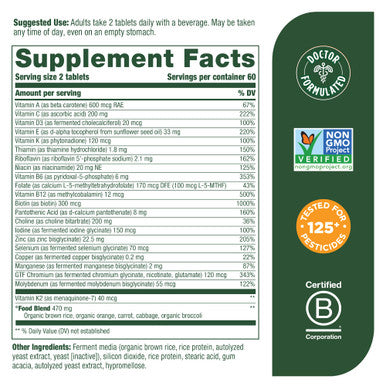 MegaFood Men'S Advanced Multivitamin For Men - Doctor -Formulated - Choline Vitamin B12 Vitamin D Vitamin C & Zinc - Brain Health & Immune Support - Non-Gmo - Vegetarian - 120 Tabs (60 Servings)