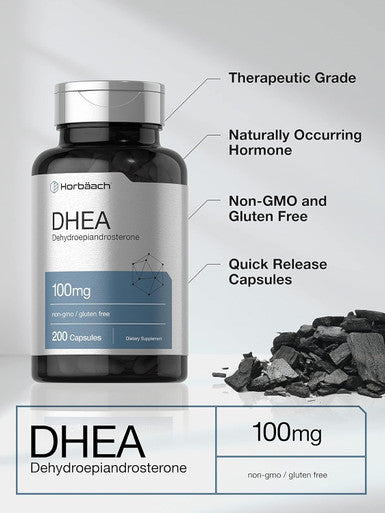 HorbAach Dhea 100Mg 200 Capsules Supplement For Men And Women Non-Gmo, Gluten Free
