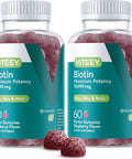 Biotin Gummies For Hair Skin Nails 10,000Mcg - Hair Growth Gummies, Healthy Skin Glow, Strong Healthy Nail Growth - Vegan, Gluten Free, Gelatin Free, Gmo - Tasty Chewable Raspberry Flavor