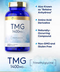 Carlyle TMG 1400mg | 200 Trimethylglycine Quick Release Capsules | Non-GMO & Gluten Supplement