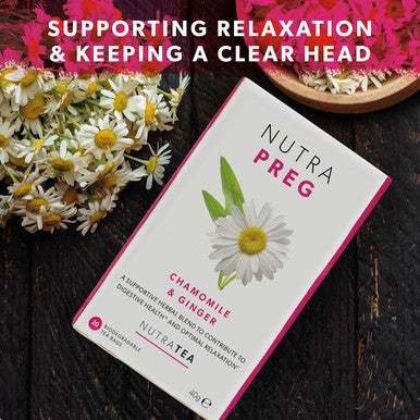 Nutra Tea NUTRAPREG - Pregnancy Tea | Morning Sickness Tea - Help Ease Nausea & Support Mothers Wellbeing - Includes Ginger Peppermint & Chamomile - 20 Enveloped Tea Bags - by - Herbal Tea