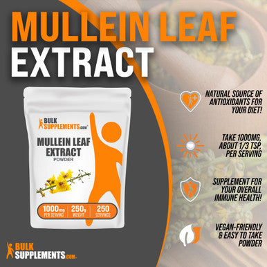 Bulksupplements.Com Mullein Leaf Extract - Verbascum Thapsus, Mullein Supplement - Herbal Supplement For Immune Support, Pack Of 1 - Gluten Free, 1000Mg Per Serving, 250G (8.8 Oz)