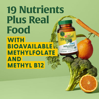Megafood Men'S 55+ Advanced Multivitamin For Men - Doctor-Formulated -Choline, Vitamin D, Vitamin B12 Plus Real Food Brain Health Supplement For Adults & Immune Support - 60 Tabs (30 Servings)