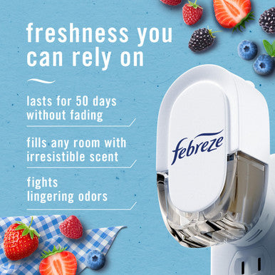 Febreze Plug In Air Freshener Odor-Fighting Scented Oil Refill Summer Berry Picking 2 Refill