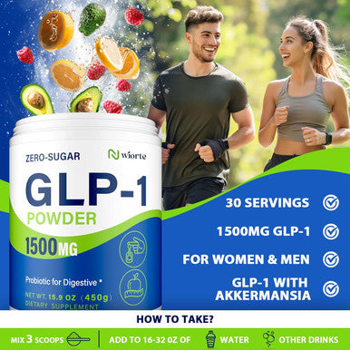 Glp-1 Supplement, Glp1 Supplements Women, Glp-1 Powder 1500Mg With Akkermansia Muciniphila Probiotic & High Fiber, Naturally Support Glp-1 Support For Energy, Digestion, Gut, Overall Health, No Sugar