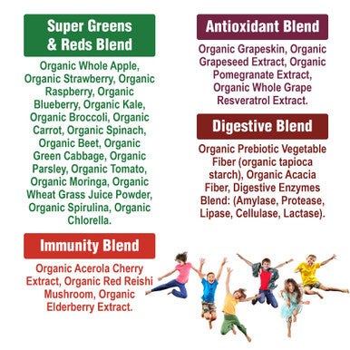 Kids Greens And Reds Superfood Powder. Best Tasting Organic Vegan Super Food Juice With 25+ Real Fruits And Vegetables. Gluten
