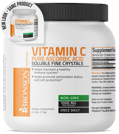 Vitamin C Powder Pure Ascorbic Soluble Fine Non GMO Crystals Promotes Healthy Immune System and Cell Protection Powerful Antioxidant - 1 Kilogram (2.2 Lbs)