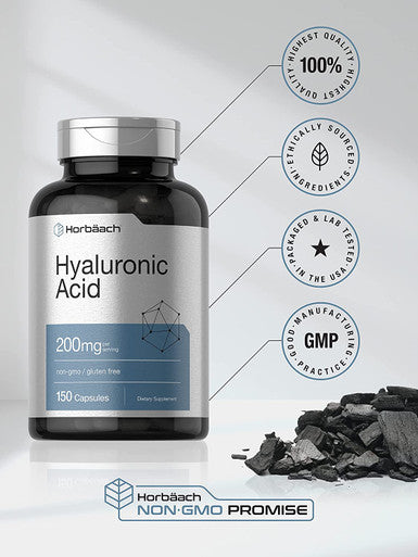 Hyaluronic Acid Supplement | 200 mg | 150 Capsules | Non-GMO and Gluten Free Supplement | by Horbaach
