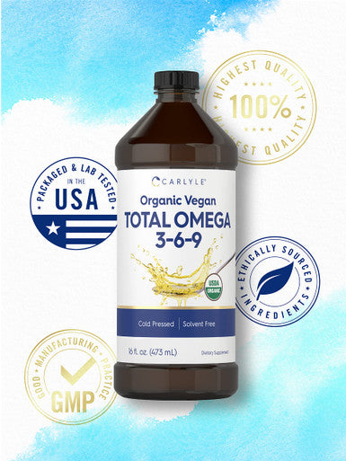 Carlyle Omega 3 6 9 | 16 Fl Oz | Cold Pressed | Usda Certified Organic, Vegan Supplement | Vegetarian, Non-Gmo, Gluten Free, And