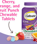 Caltrate Chewables 600 +D3 Plus Minerals Calcium and Vitamin D Sugar Free Cherry Orange and Fruit Punch 60 Count