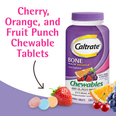 Caltrate Chewables 600 +D3 Plus Minerals Calcium And Vitamin D Sugar 60 Count