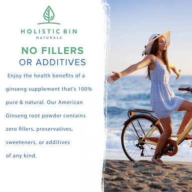 Holistic Bin Wild American Ginseng Powder Pure Organic Ginseng Supplement Made with Wild Harvested 20+ Year Old Roots from Appalachia (Panax Quinquefolius) | No Fillers or Additives (25 Grams)
