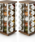 Kamenstein 20 Jar Revolving Countertop Spice Rack with Spices Included, FREE Spice Refills for 5 Years, Polished Stainless Steel with Black Caps, 30020