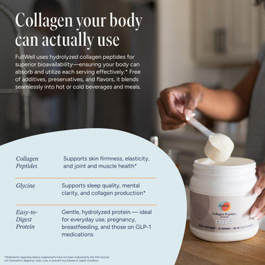 FullWell Unflavored Collagen Peptides Powder - Grass-Fed Bovine Collagen for Skin Health - Tissue Elasticity Support - Pregnancy & Breastfeeding-Safe - Reproductive Health Aid - 15.87 oz (30 Servings)
