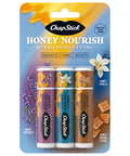 Chapstick Lip Balm Honey Nourish Moisturizing Fomula with Shea Butter and Avocado Butter Vitamin E Flavors Honey Lavender Honey Vanilla Honey Brown Sugar 3CT BC .45OZ