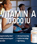 Bronson Vitamin A 10,000 Iu Premium Non-Gmo Formula Supports Healthy Vision & Immune System And Healthy Growth & Reproduction, 250 Softgels