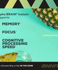ONNIT Alpha Brain Instant Pineapple Punch Flavor Nootropic Brain Booster Memory Supplement Brain Support for Focus Energy Clarity Alpha GPC Choline Cats Claw LTheanine Bacopa 30ct