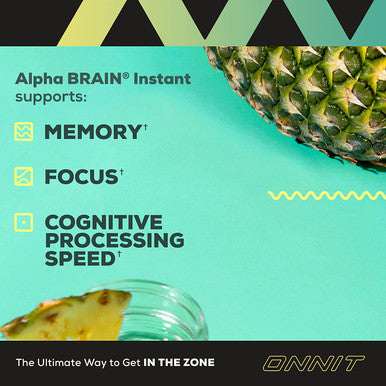 ONNIT Alpha Brain Instant Pineapple Punch Flavor Nootropic Brain Booster Memory Supplement Brain Support for Focus Energy Clarity Alpha GPC Choline Cats Claw LTheanine Bacopa 30ct