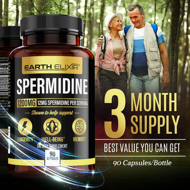 Spermidine Supplements 1200Mg (90 Capsules) ÃƒÂ¢Ã¢â€šÂ¬Ã¢â‚¬Å“ Anti Aging - 3Rd Party Tested (12Mg Spermidine Powder) Max Purity - 100% Pure Espermidina- Fermented Wheat Germ Extract - Nmn Alternative