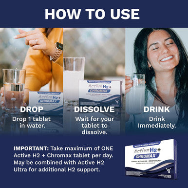 Active H2+ Chromax - Hydrogen Water Tablets Plus Chromium - Balance Your Metabolism And Activate Your Fitness With Dual Benefits Of Molecular Hydrogen And Chromium (30 Tablets)