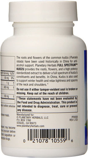 Planetary Herbals Kudzu Recovery 750mg - with Calcium - 60 Tablets